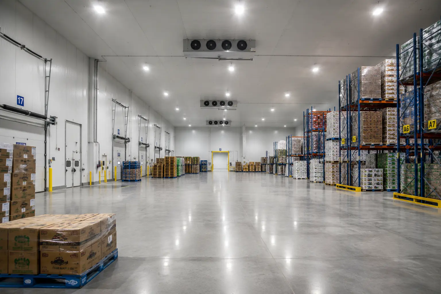 Allée de stockage — entrepôt froid négatif